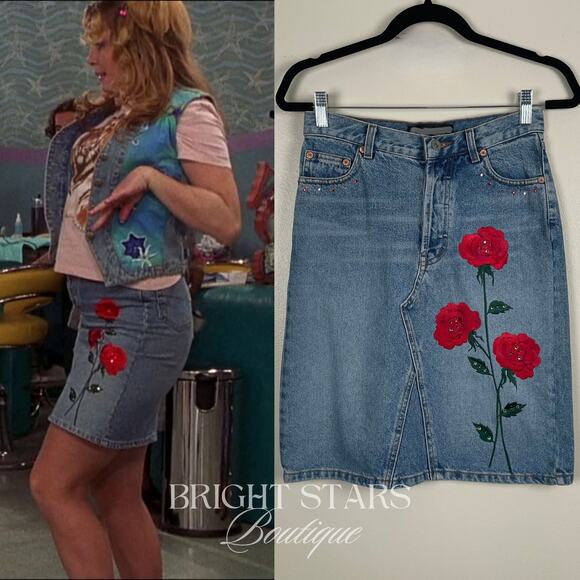 Dresses & Skirts - Very Rare Embroidered Denim Skirt ASO Paulette Legally Blonde Vintage Y2K